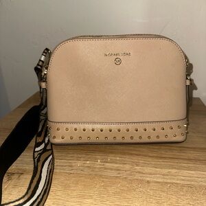 Michael Kors Beige Crossbody Bag with Gold Studs